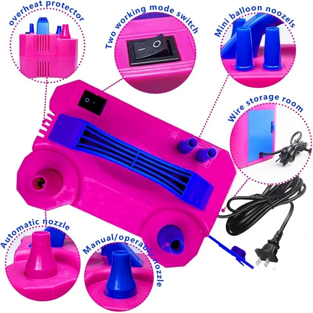 Electric Balloon Air Pump – Dual Nozzle & Auto/Manual Modes for Fast Party Decoration - Infinitygallery.store