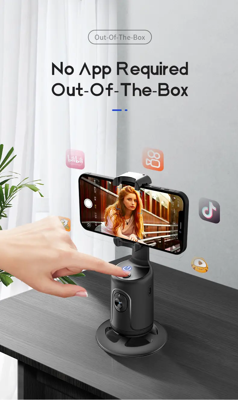 Smart Auto Face Tracking Tripod – AI 360° Motion Sensor, No App Needed, Gesture Control - Infinitygallery.store