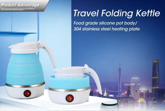 Electric Foldable Travel Kettle – 600ml Collapsible, Dual Voltage, Food-Grade Silicone - Infinitygallery.store