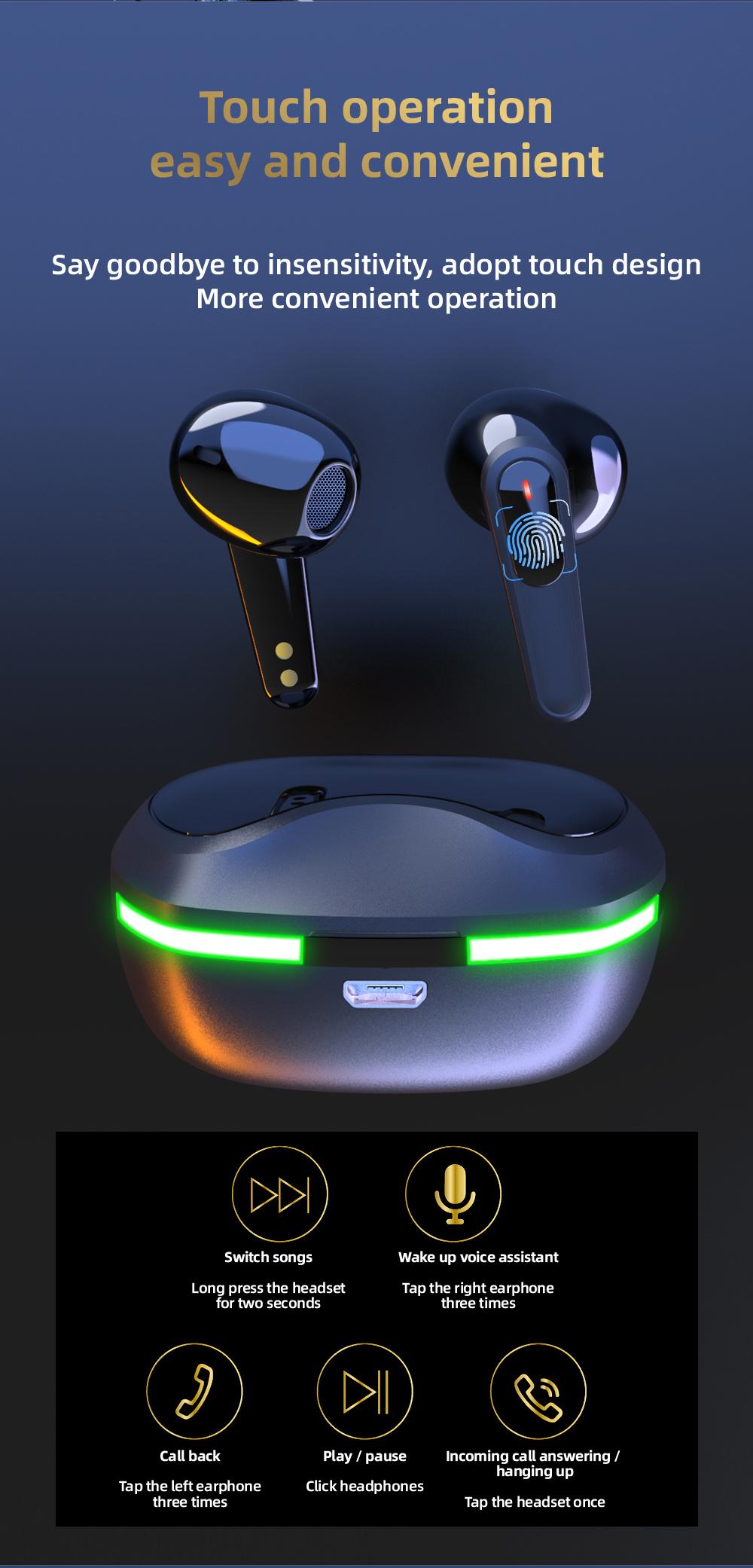 Pro60 Wireless Earphones – LED Display, Bluetooth 5.1, HiFi Sound, Touch Control - Infinitygallery.store