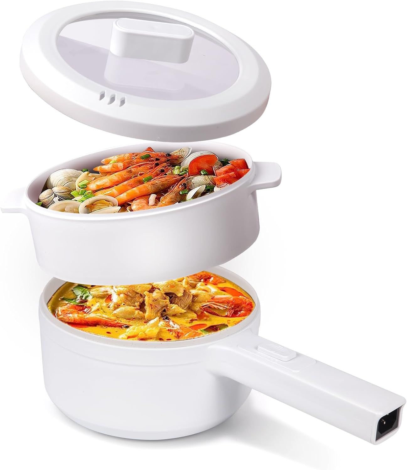 Electric Hot Pot with Steamer – 1.5L Non-Stick Mini Cooker, Adjustable Power (700W), Compact & Portable - Infinitygallery.store