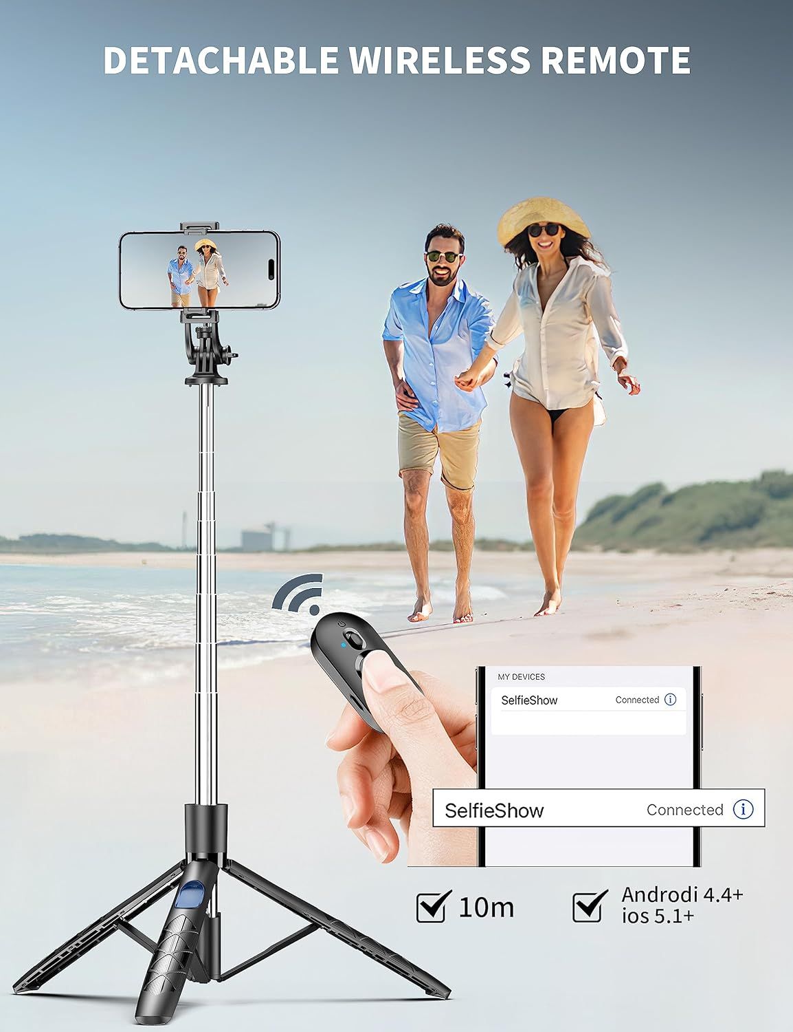71" Selfie Stick Tripod with Wireless Remote – Extendable & Rotatable Phone Stand for Travel, Vlogging, and Live Streaming - Infinitygallery.store