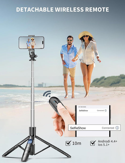 71" Selfie Stick Tripod with Wireless Remote – Extendable & Rotatable Phone Stand for Travel, Vlogging, and Live Streaming - Infinitygallery.store