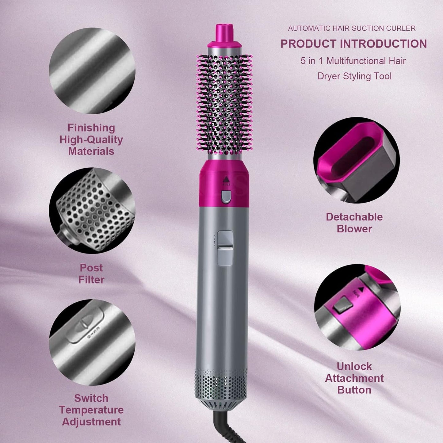 5-in-1 Multifunctional Hot Air Brush – Straighten, Volumize, Curl - Infinitygallery.store