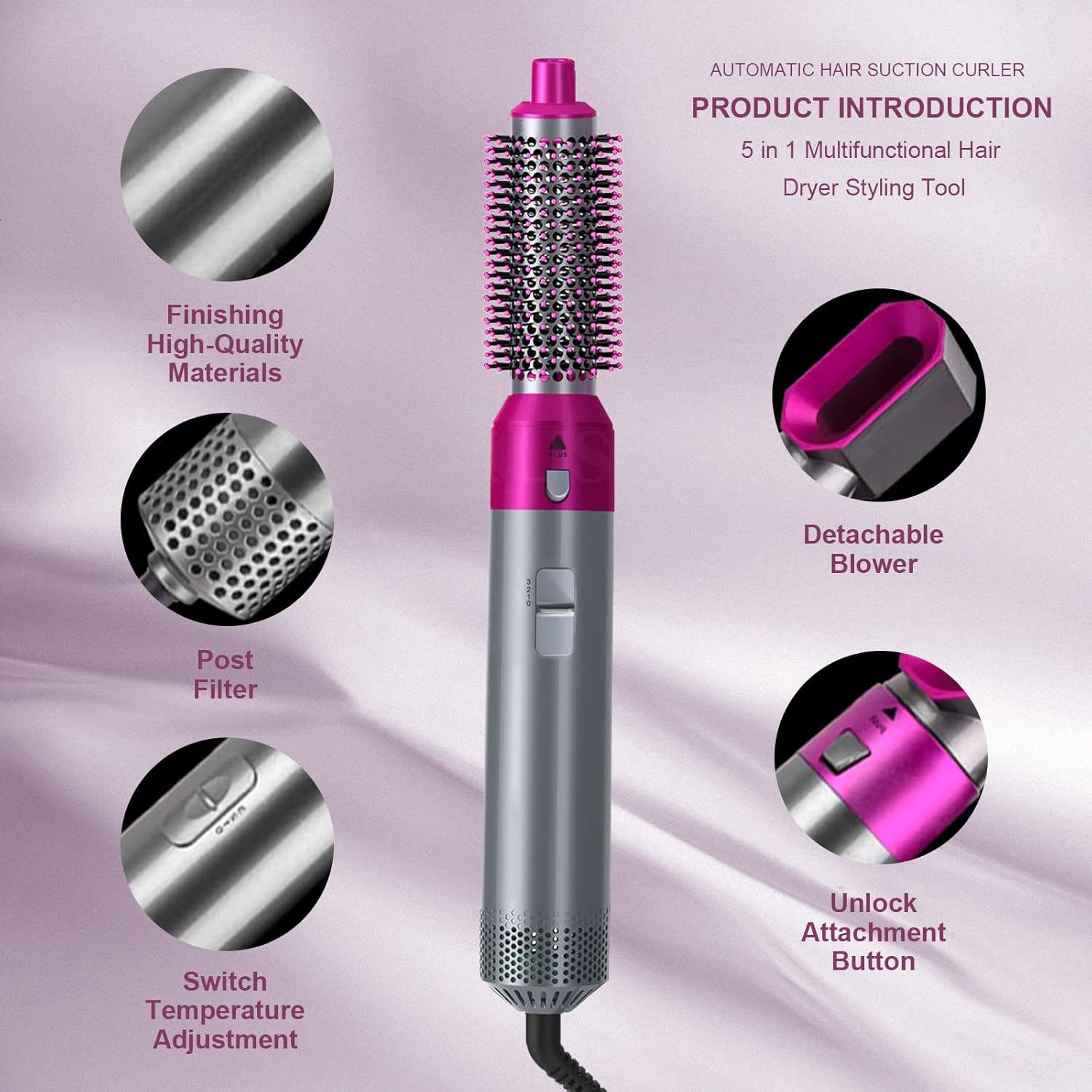 5-in-1 Multifunctional Hot Air Brush – Straighten, Volumize, Curl - Infinitygallery.store