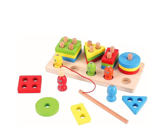 Fishing Four – Post Wooden Toy | Shape Matching, Stacking & Fishing Play for Kids