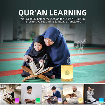 Quran Bluetooth Speaker with Azan Clock & 16-Color Lamp | 18 Reciters, APP & Remote Control, MP3 Player - Infinitygallery.store
