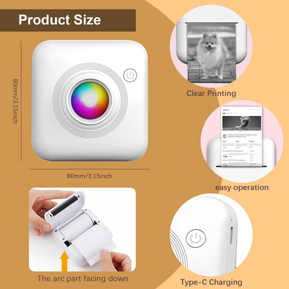 New Portable Mini Printer – Inkless Bluetooth Thermal Printer for Photos, Notes & Labels (iOS & Android) - Infinitygallery.store