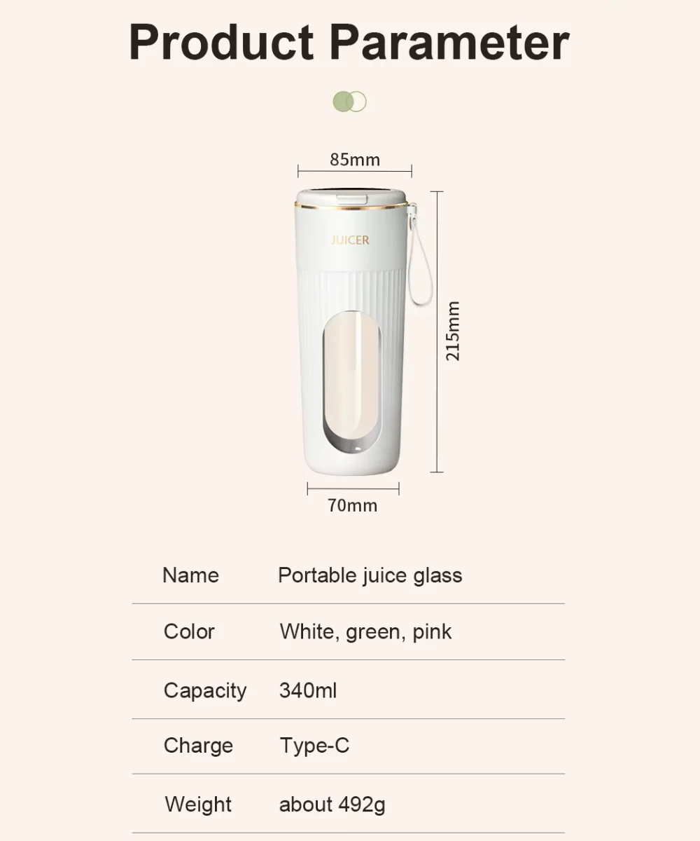 🥤 340ML Portable Juicer with LED Screen – Wireless & Rechargeable Blender - Infinitygallery.store