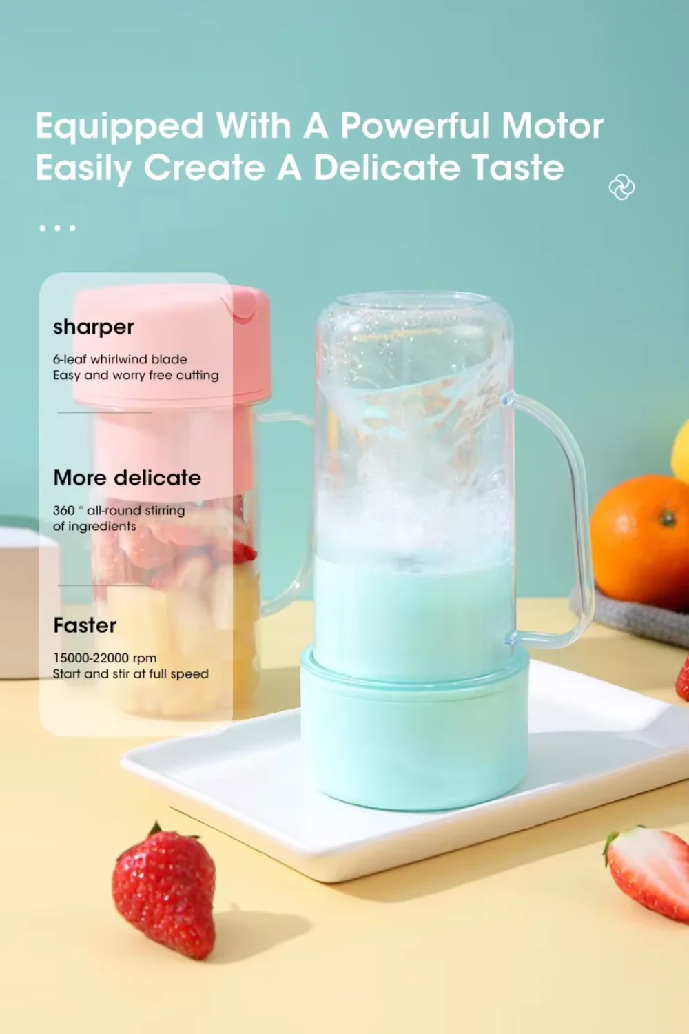 Electric Juicer Bottle with Straw – USB Rechargeable, 6-Blade Cyclone, Portable Blender - Infinitygallery.store