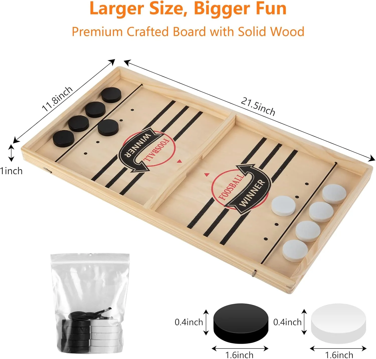 Foosball Winner Wooden Board Game – Fast Sling Puck Game for Family Fun & Kids Skill Building - Infinitygallery.store