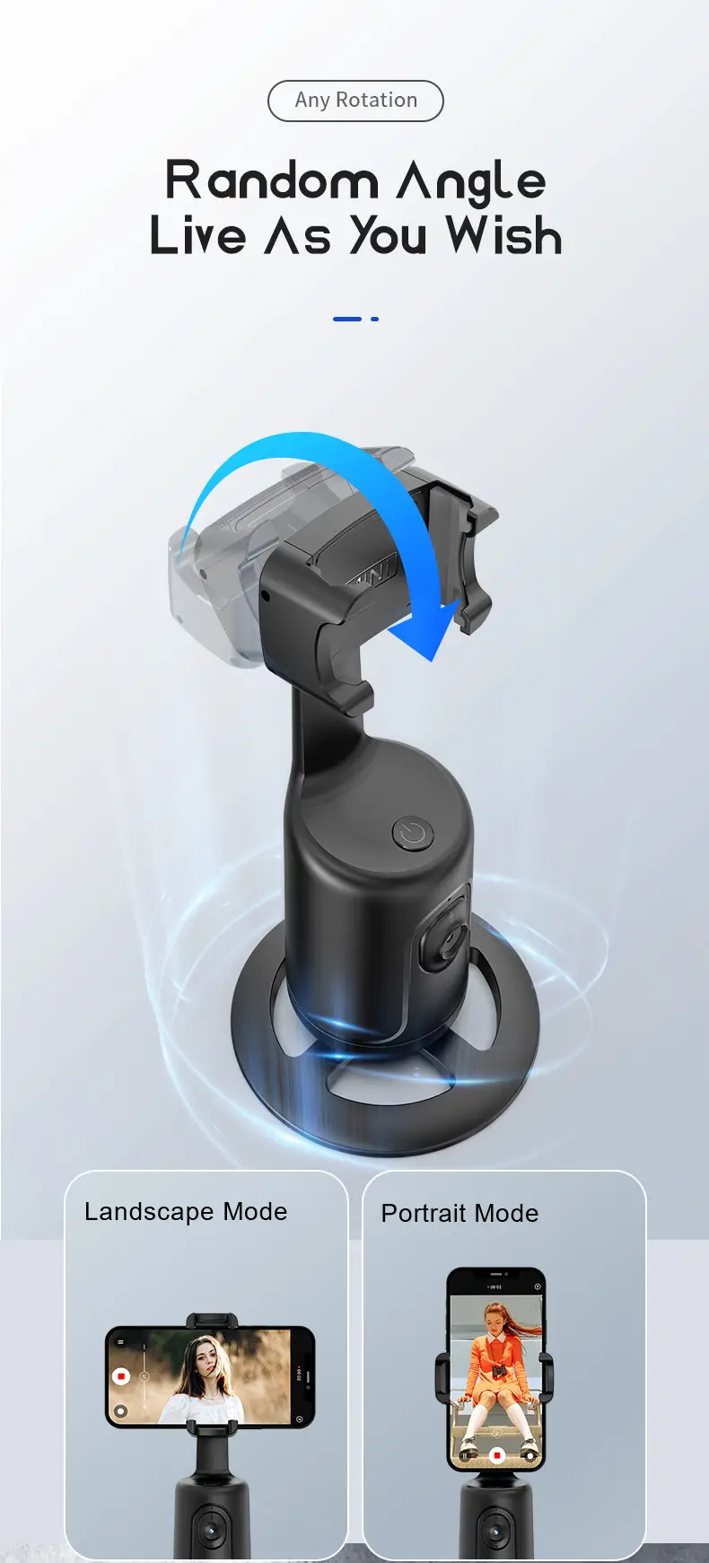 Smart Auto Face Tracking Tripod – AI 360° Motion Sensor, No App Needed, Gesture Control - Infinitygallery.store
