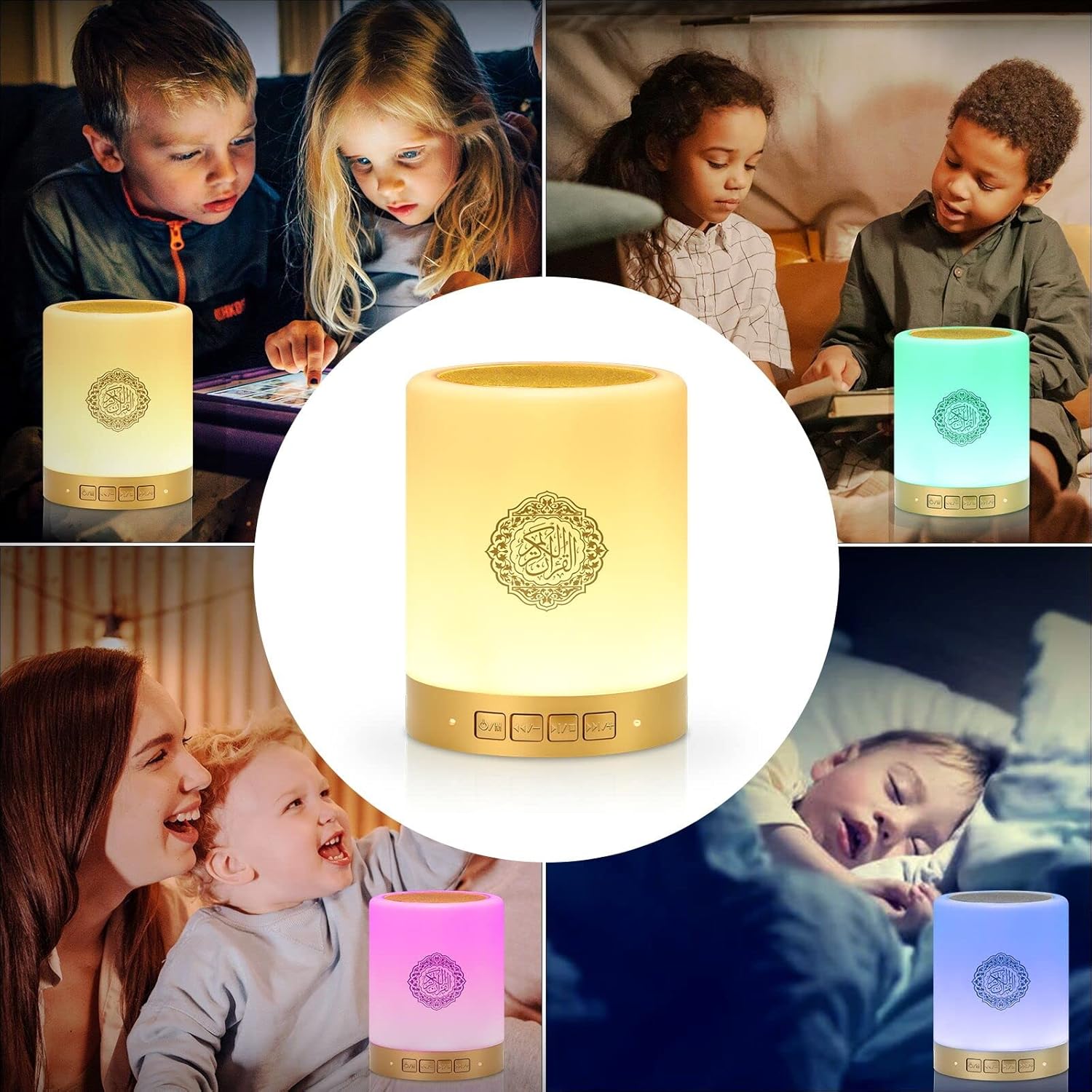 Quran Bluetooth Speaker with Azan Clock & 16-Color Lamp | 18 Reciters, APP & Remote Control, MP3 Player - Infinitygallery.store
