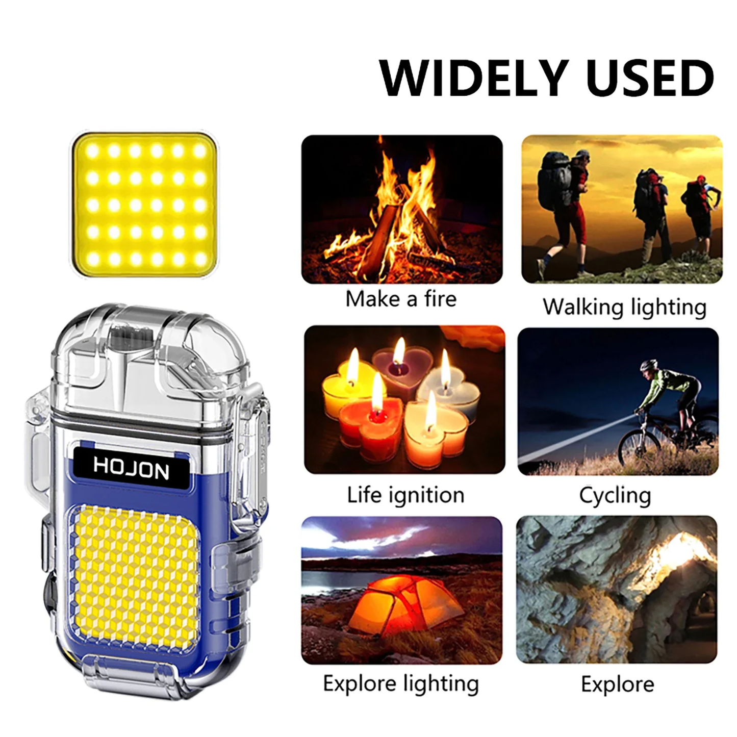 2-in-1 Waterproof Arc Lighter with LED Flashlight – Rechargeable, Windproof & Portable - Infinitygallery.store