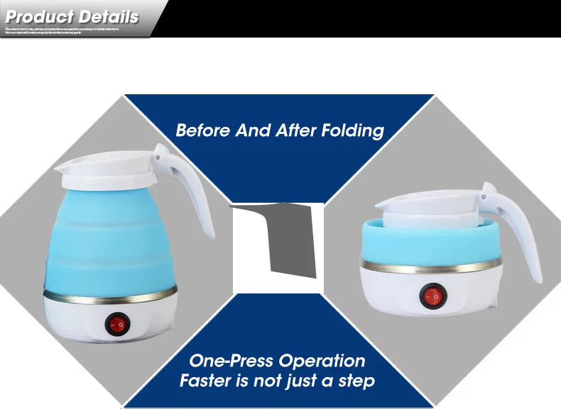 Electric Foldable Travel Kettle – 600ml Collapsible, Dual Voltage, Food-Grade Silicone - Infinitygallery.store