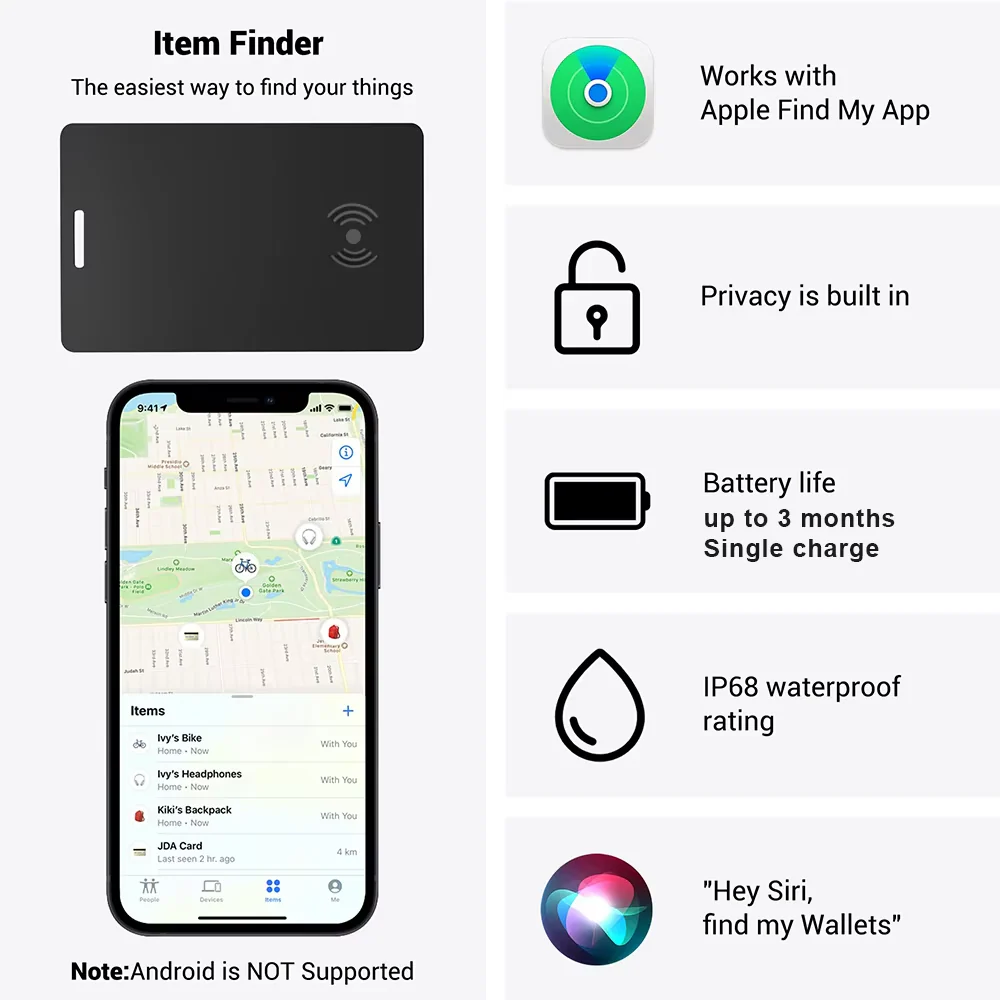 Smart Card Wallet Tracker – Apple Find My Compatible | Ultra-Thin, Wireless Charging, 3-Month Battery - Infinitygallery.store