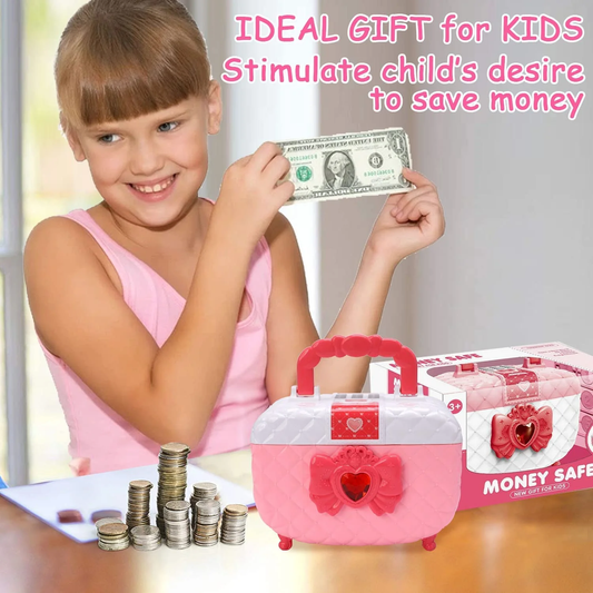 Girls Piggy Bank with Password Lock – Large Capacity Cash & Coin Safe Box for Kids (Pink) - Infinitygallery.store