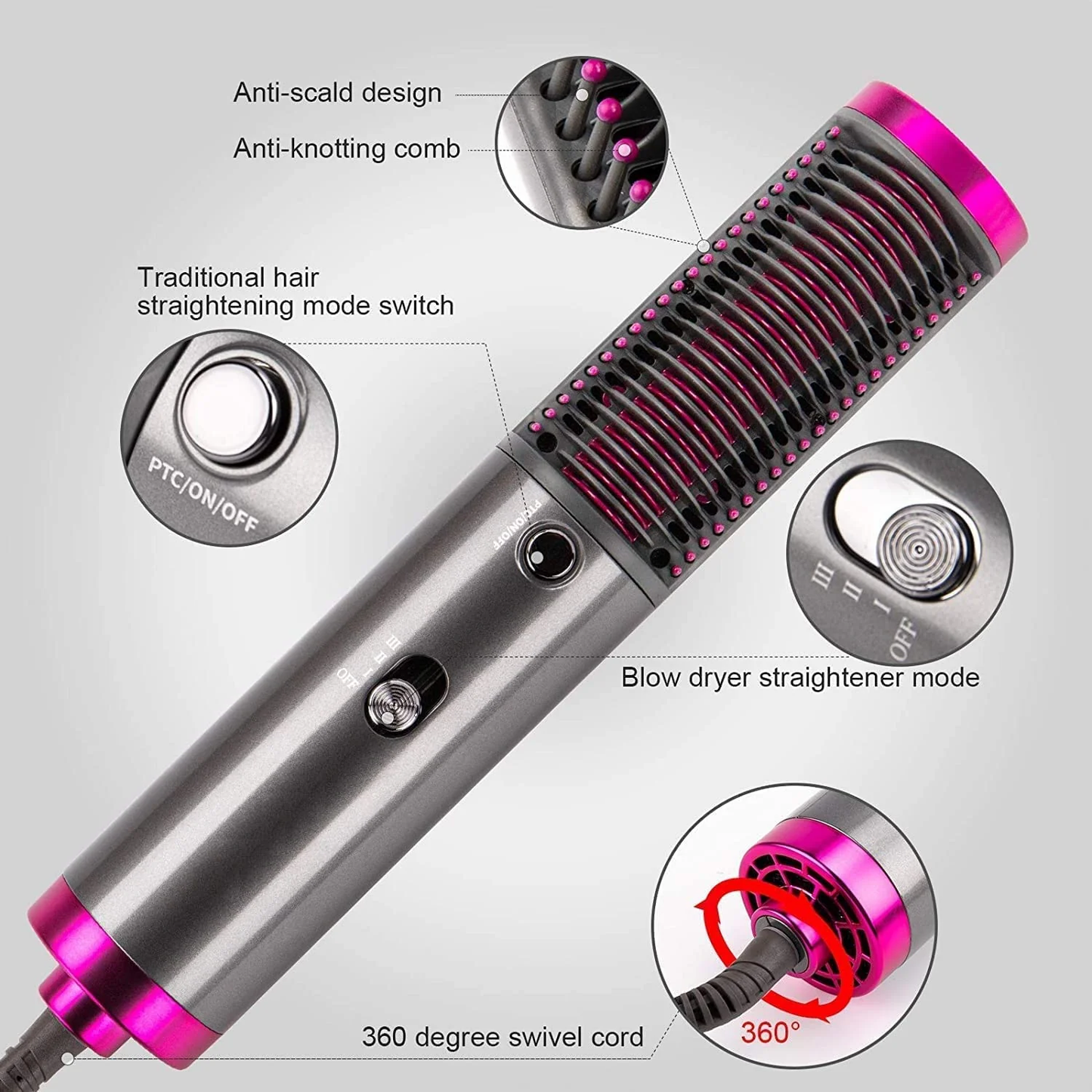 3-in-1 Hair Straightener Brush – Dryer, Volumizer & Styler - Infinitygallery.store
