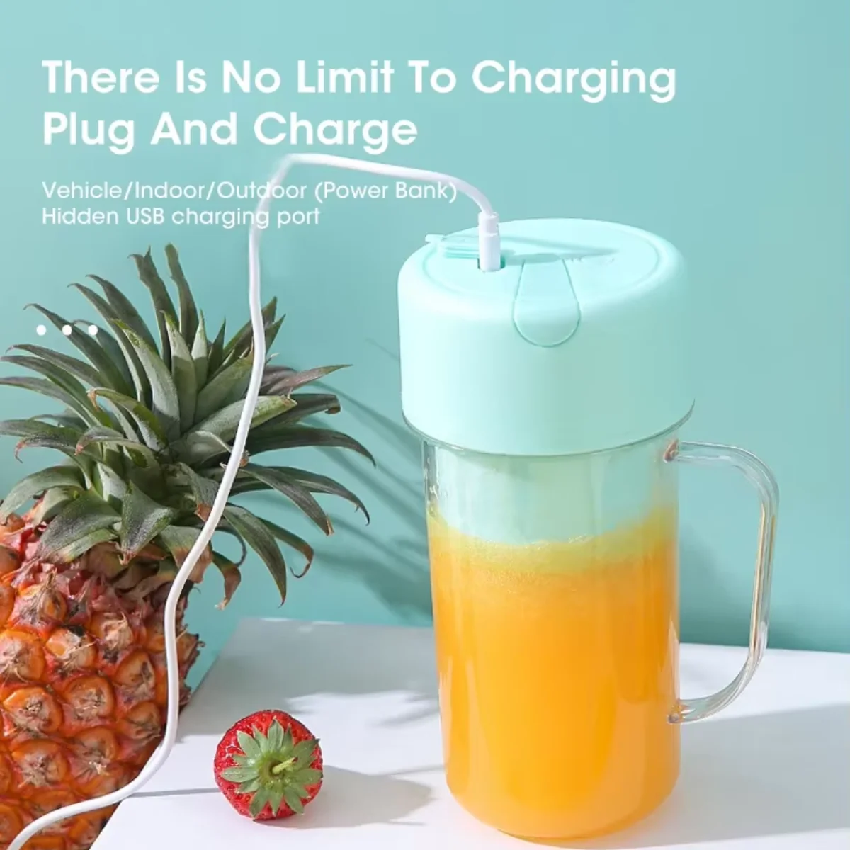 Electric Juicer Bottle with Straw – USB Rechargeable, 6-Blade Cyclone, Portable Blender - Infinitygallery.store