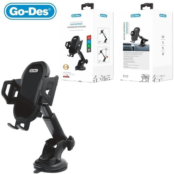 360° Rotatable Rearview Mirror Car Phone Holder – Retractable Clamp Mount - Infinitygallery.store