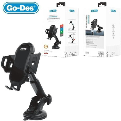 360° Rotatable Rearview Mirror Car Phone Holder – Retractable Clamp Mount - Infinitygallery.store