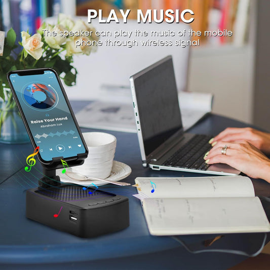 Roarswa 4-in-1 Mobile Phone Holder with HD Bluetooth Speaker – Adjustable Stand & USB Power Station - Infinitygallery.store