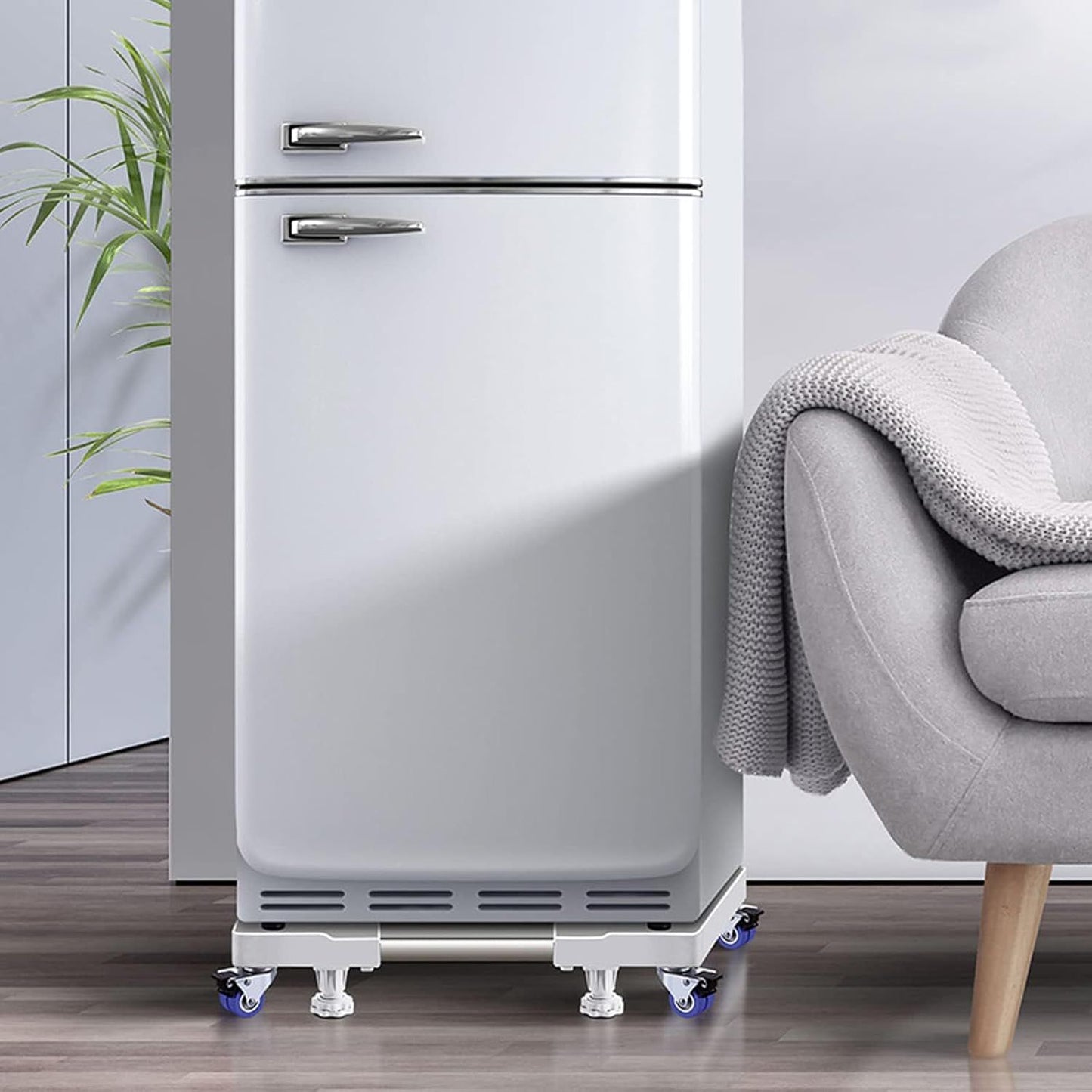 Adjustable Heavy-Duty Fridge & Washing Machine Base with Wheels – Anti-Vibration, Noise Reduction, Stainless Steel Stand - Infinitygallery.store
