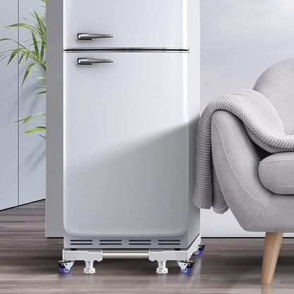 Adjustable Heavy-Duty Fridge & Washing Machine Base with Wheels – Anti-Vibration, Noise Reduction, Stainless Steel Stand - Infinitygallery.store