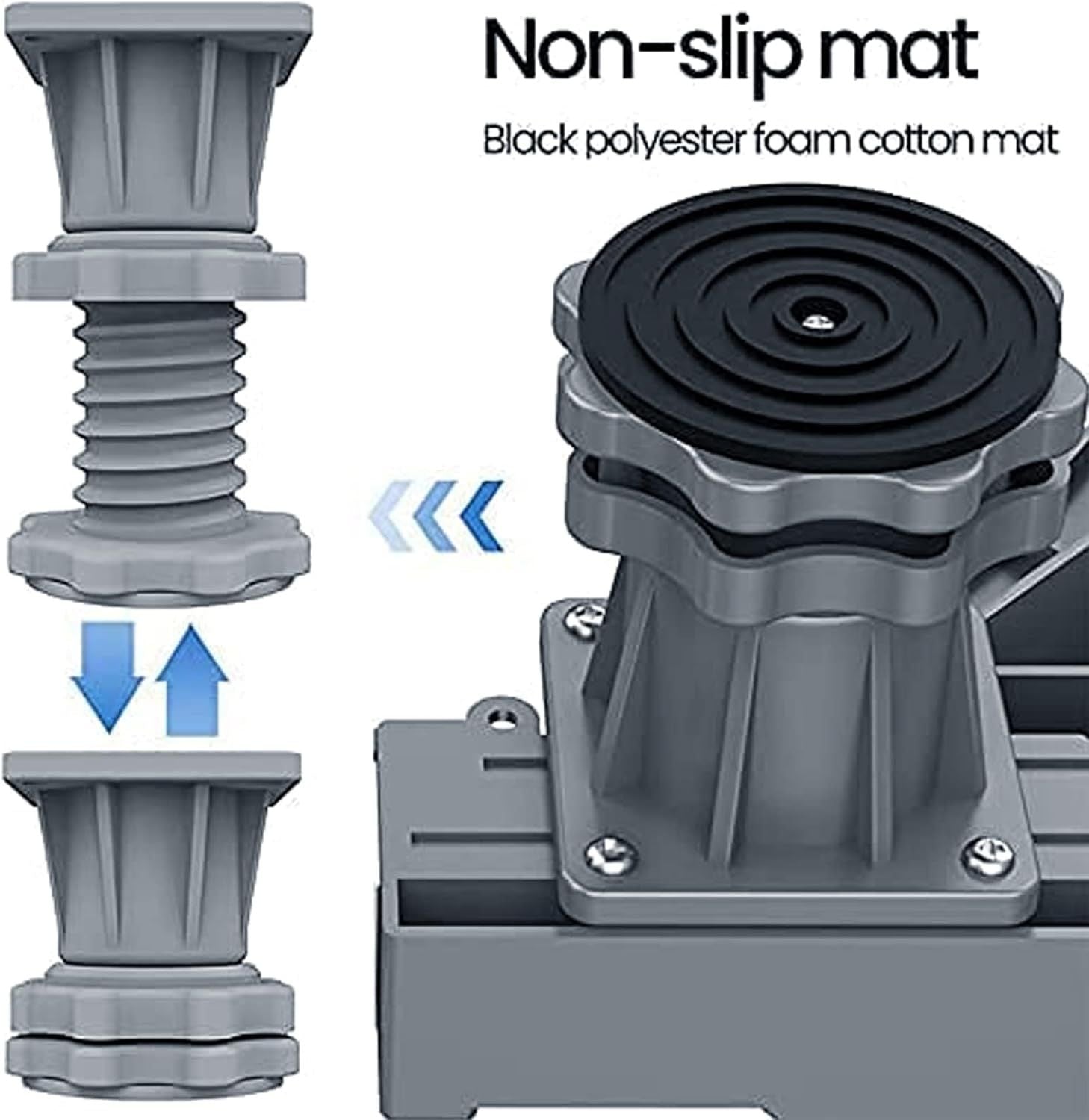 Adjustable Heavy-Duty Fridge & Washing Machine Base with Wheels – Anti-Vibration, Noise Reduction, Stainless Steel Stand - Infinitygallery.store