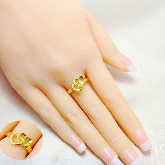 Gold Plated Retro Heart Ring – Adjustable Vintage Open Band - Infinitygallery.store