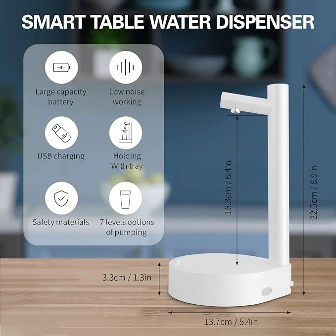 Portable Electric Water Dispenser – Smart 7-Level USB Rechargeable Pump - Infinitygallery.store