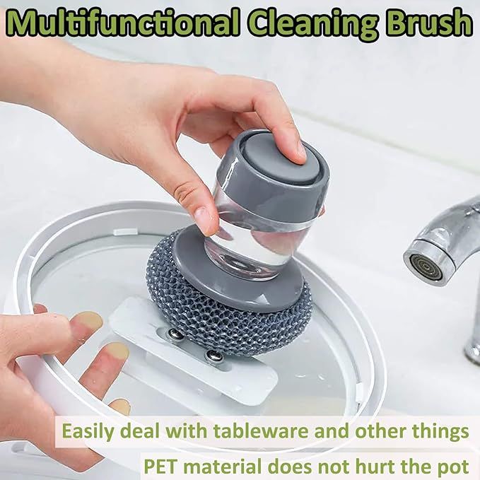 2-in-1 Cleaning Pot Brush with Soap Dispenser – Kitchen Sink & Dish Brush - Infinitygallery.store