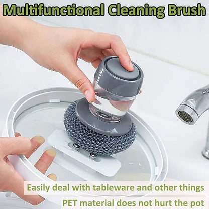 2-in-1 Cleaning Pot Brush with Soap Dispenser – Kitchen Sink & Dish Brush - Infinitygallery.store