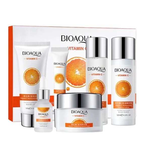 BIOAQUA Vitamin C Facial Care Set – 6-Piece Moisturizing & Brightening Skincare Kit - Infinitygallery.store