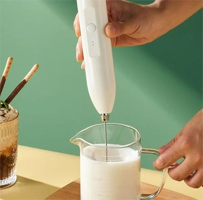 Stainless Steel Milk Frother – Handheld Battery-Operated Foam Maker - Infinitygallery.store