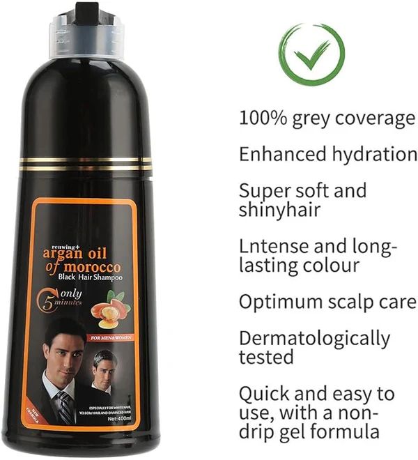🖤 Black Hair Dye Shampoo – Instant Gray Coverage with Natural Plant Extracts (400ml) - Infinitygallery.store