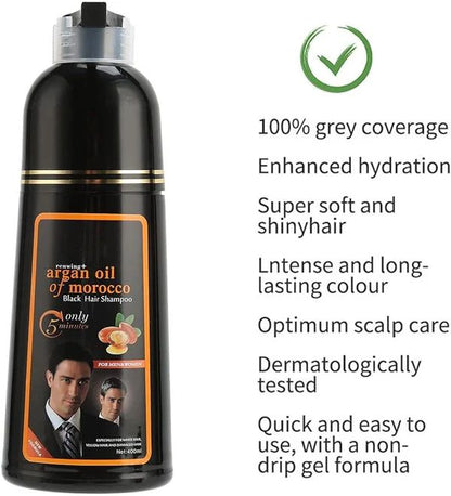 🖤 Black Hair Dye Shampoo – Instant Gray Coverage with Natural Plant Extracts (400ml) - Infinitygallery.store