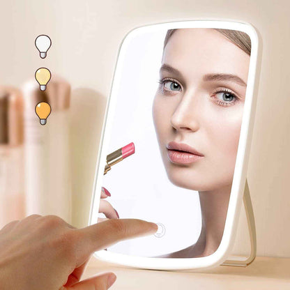 Touch Screen LED Makeup Mirror – Rechargeable, Dimmable, 3 Light Modes