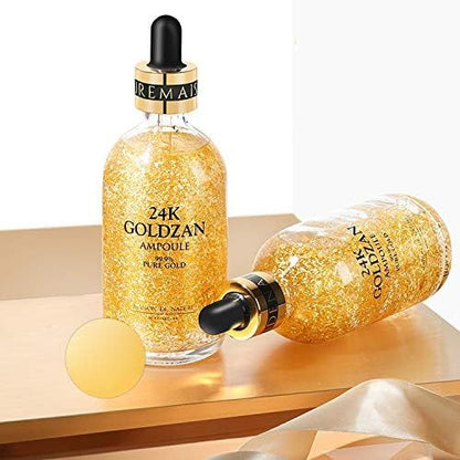 24K GOLDZAN Ampoule Serum – 99.9% Pure Gold Brightening Face Serum for Dark Spots & Glow - Infinitygallery.store
