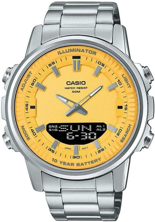 Casio Men’s AMW-880D-9AVDF Watch – Metal-Clad Design with World Time & 10-Year Battery | Infinity Gallery - Infinitygallery.store