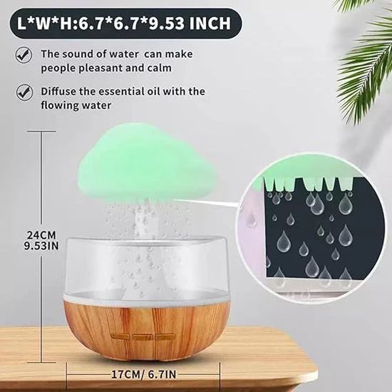 Cloud Rain Humidifier & Aroma Diffuser – LED Night Light, Mist Maker & Essential Oil Diffuser - Infinitygallery.store