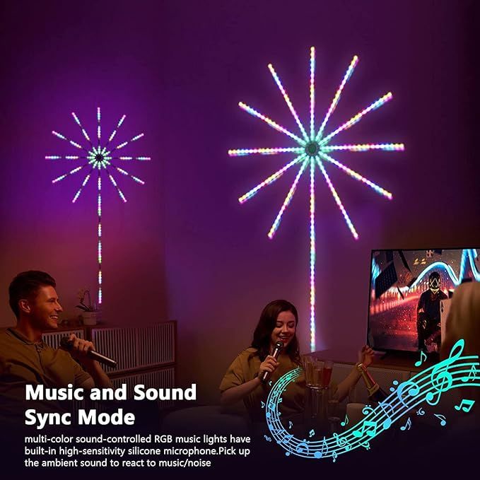 Smart Firework LED Lights – 16 Million Colors, Music Sync & App Control for Festive Ambience - Infinitygallery.store