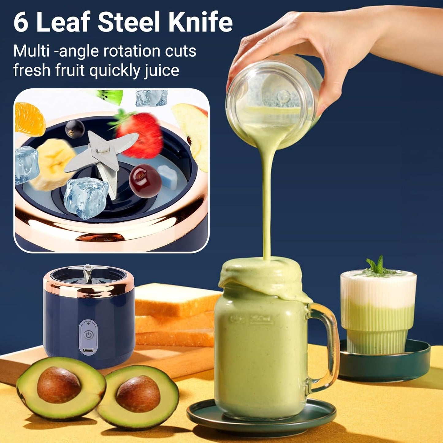 2-in-1 Portable Juicer Bottle – USB Rechargeable Smoothie & Shake Blender (400ml) - Infinitygallery.store