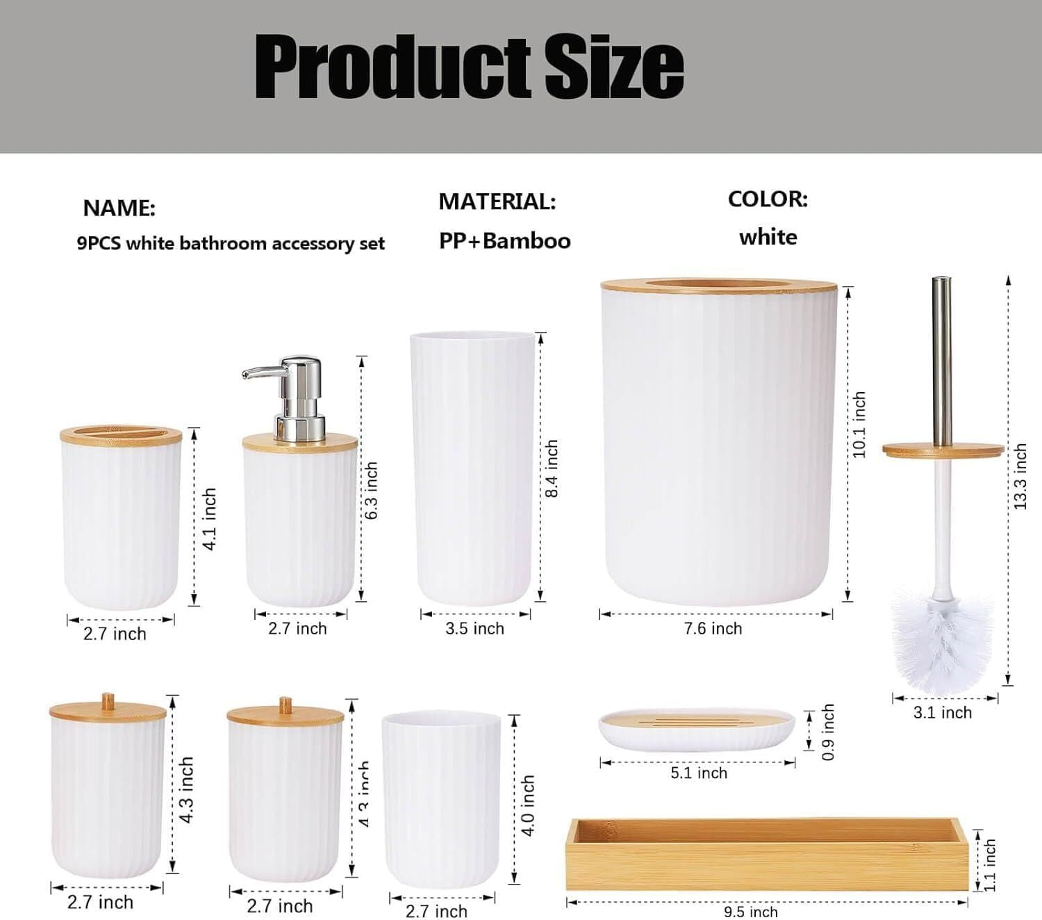 6-Piece Bathroom Accessories Set – Modern Design with Soap Dispenser, Brush & More - Infinitygallery.store