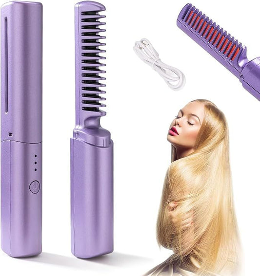 ✨ Portable Hair Straightener Comb – Negative Ion, Anti-Frizz, Ceramic Heated Brush - Infinitygallery.store