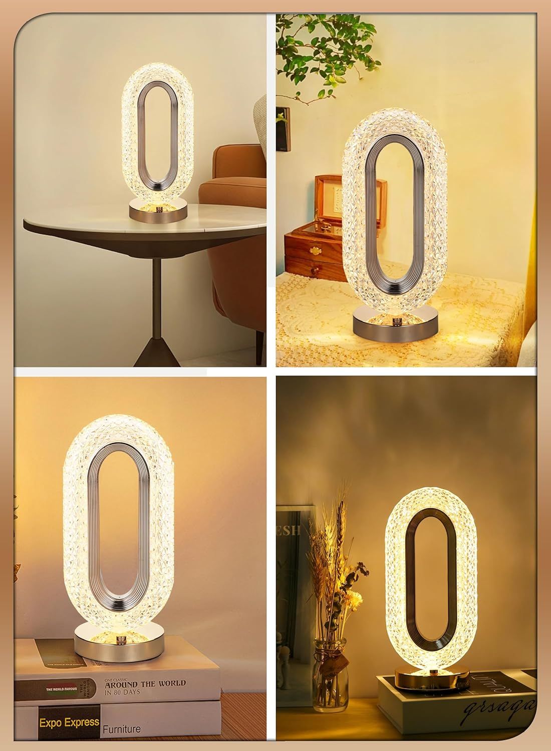 Crystal USB Touch Lamp – Rechargeable 3-Color LED Diamond Light for Bedroom & Decor - Infinitygallery.store