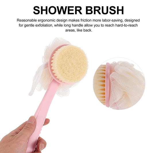 2-in-1 Long Handle Bath Brush & Loofah – Dual-Sided Back Scrubber for Deep Cleaning & Exfoliation - Infinitygallery.store
