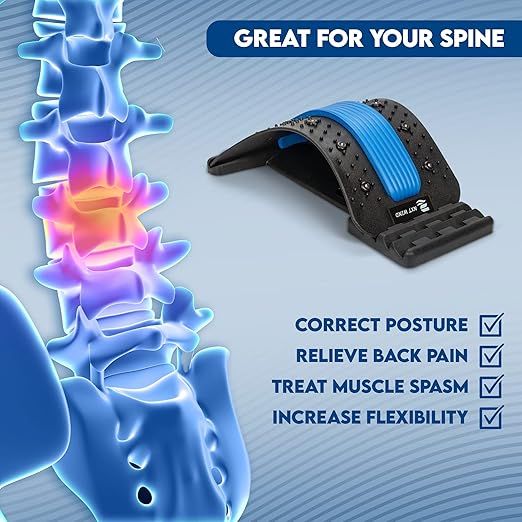 Adjustable Magnetic Back Stretcher – Spine Support & Pain Relief Device with Acupressure Points - Infinitygallery.store