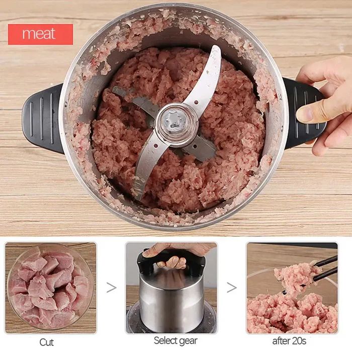 Stainless Steel Electric Food Chopper – 5-Speed Meat Grinder for Home Use - Infinitygallery.store