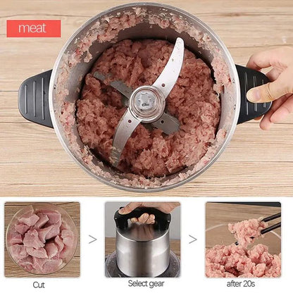 Stainless Steel Electric Food Chopper – 5-Speed Meat Grinder for Home Use - Infinitygallery.store